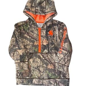 Carhartt Kids Camo Hoodie 3t Mossy Oak Hunting Half Zip Orange Lined Sweatshirt
